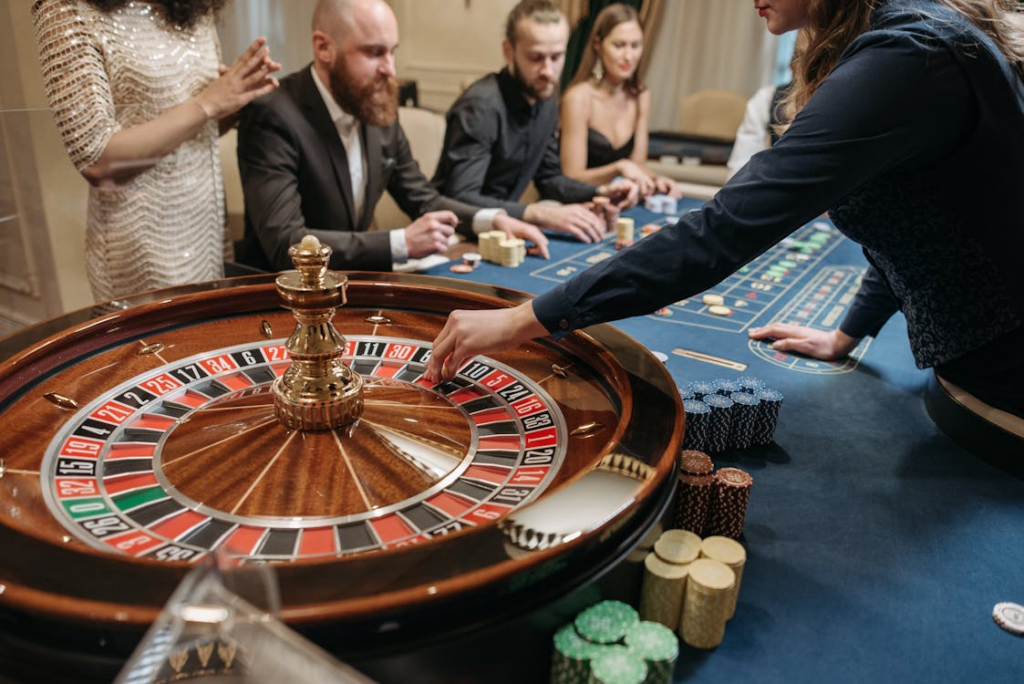 A transformed event space for a casino-themed party