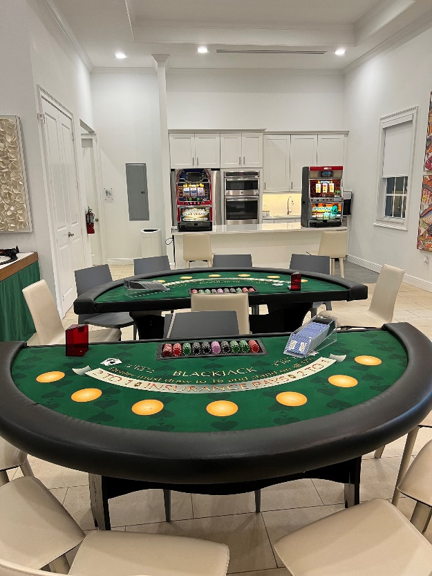  Casino tables at a casino theme party